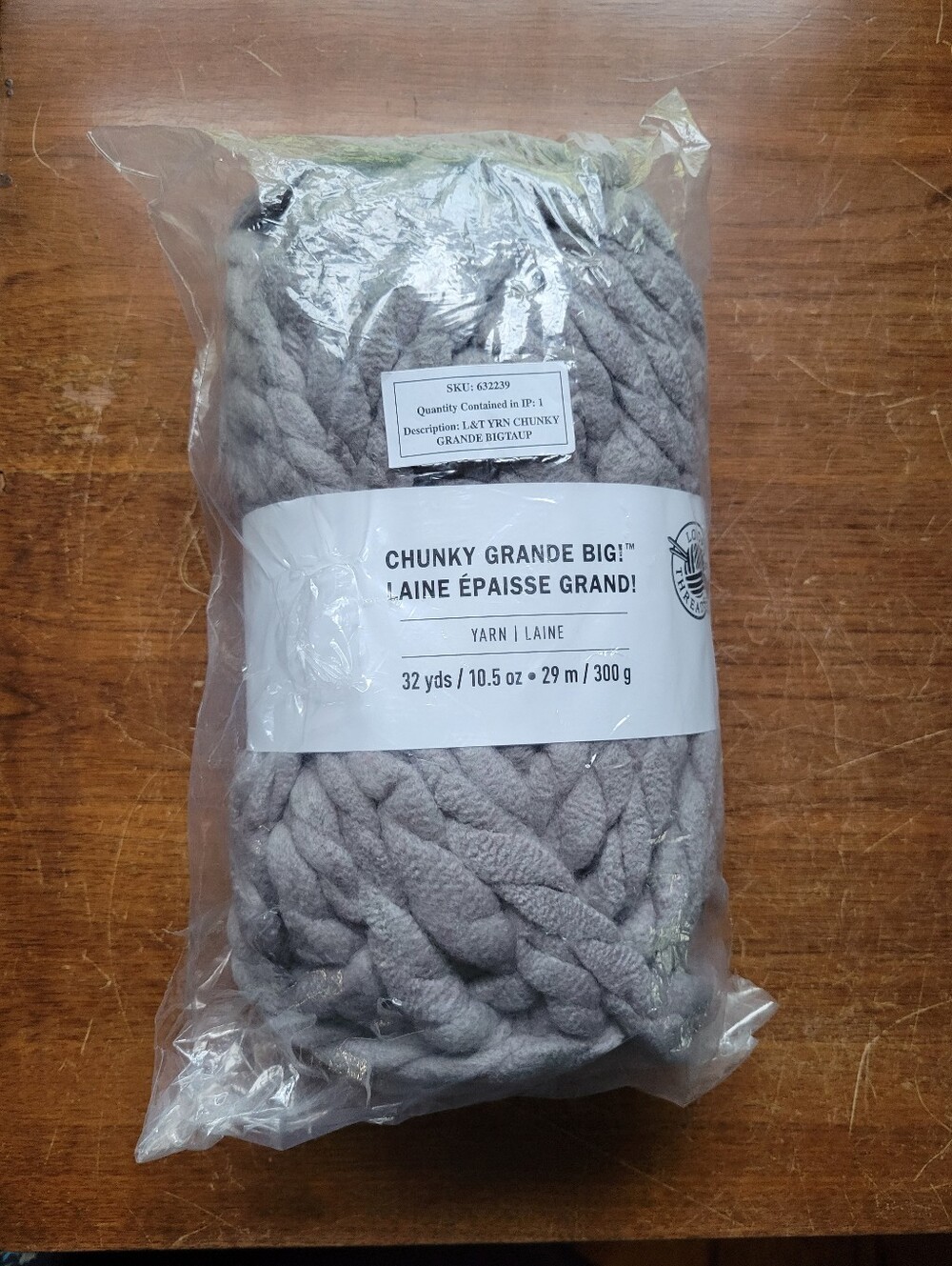 Skein of Loops & Threads Chunky Grande Big yarn grey taupe color
